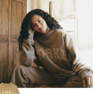 NWT PARKE tonal monochrome varsity mock neck in latte